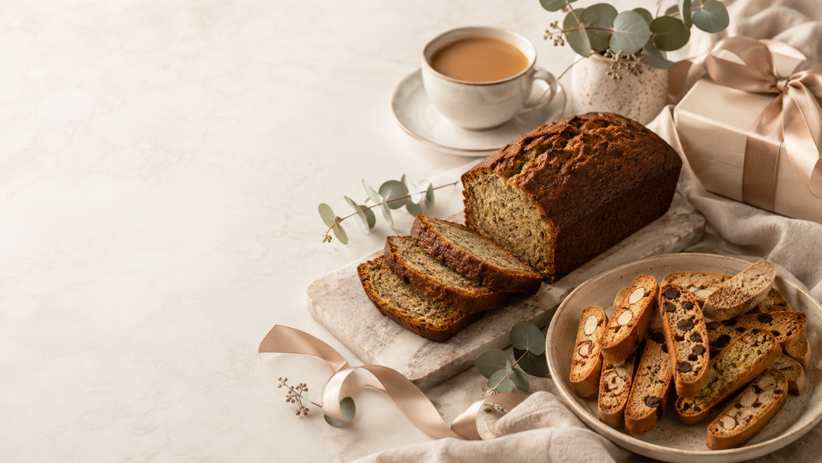 Zucchini bread and handcrafted biscotti